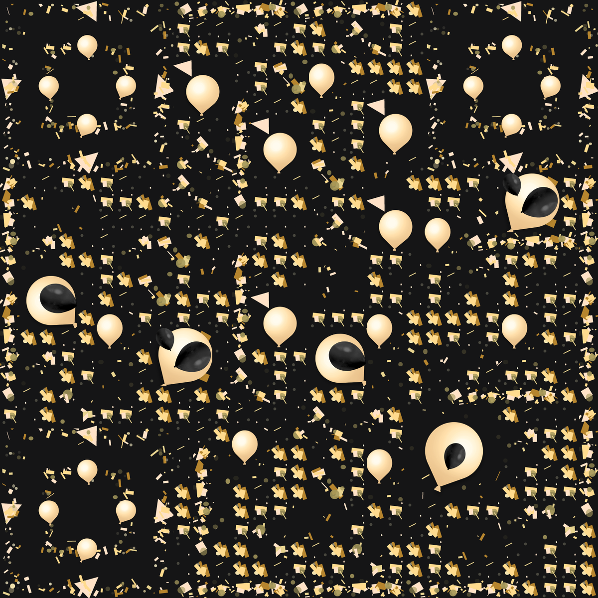 新年黑金气球彩带单码二维码生成器-平面静态-无背景码