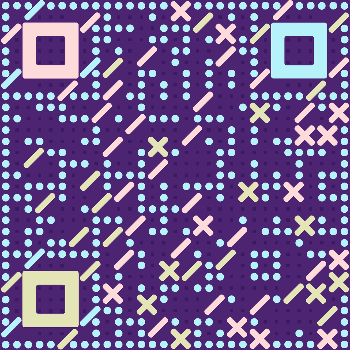 糖果格子紫色反白花纹二维码生成器-平面静态-无背景码