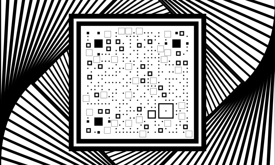 迷幻空间黑白抽象条纹线条艺术二维码生成器-平面静态-公众号图