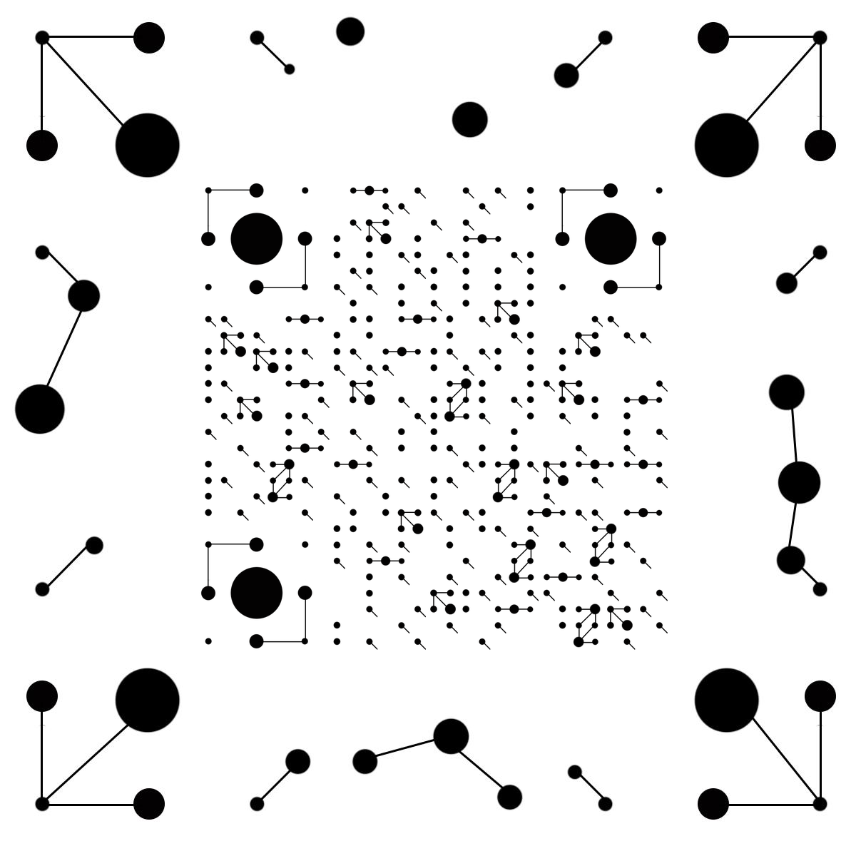 科技感黑白简约极简线条圆形二维码生成器-平面静态-正方形码