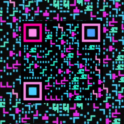 霓虹灯管粉蓝绿色随机隐藏二维码二维码生成器-平面静态-正方形码