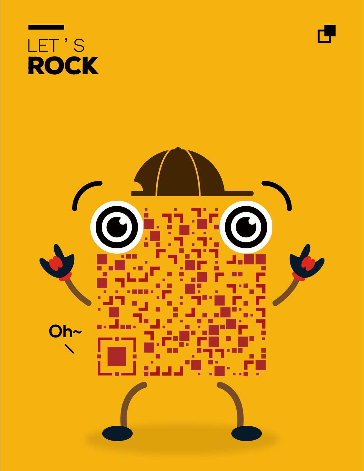 脑洞创意扁平风摇滚小人二维码生成器-平面静态-微信名片