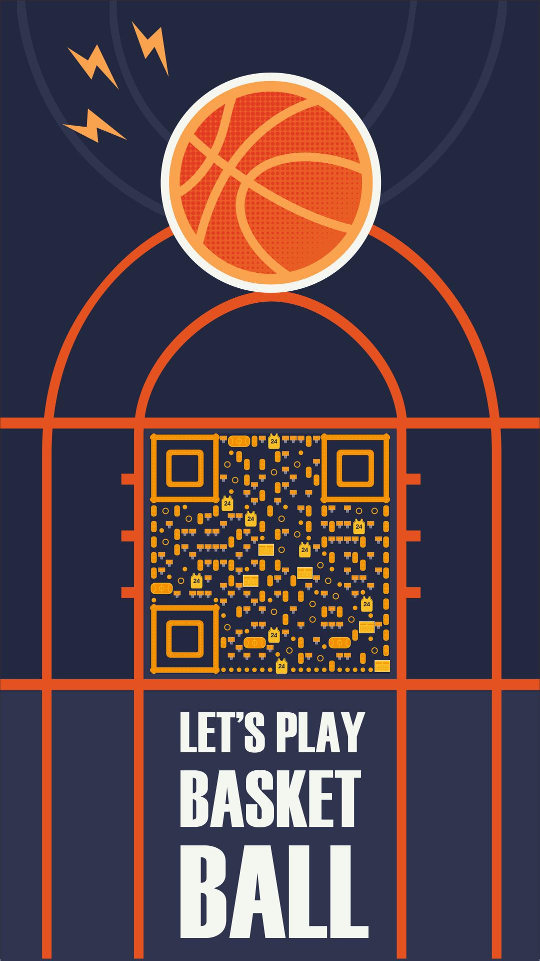 打篮球体育运动健身比赛锻炼二维码生成器-平面静态-手机海报