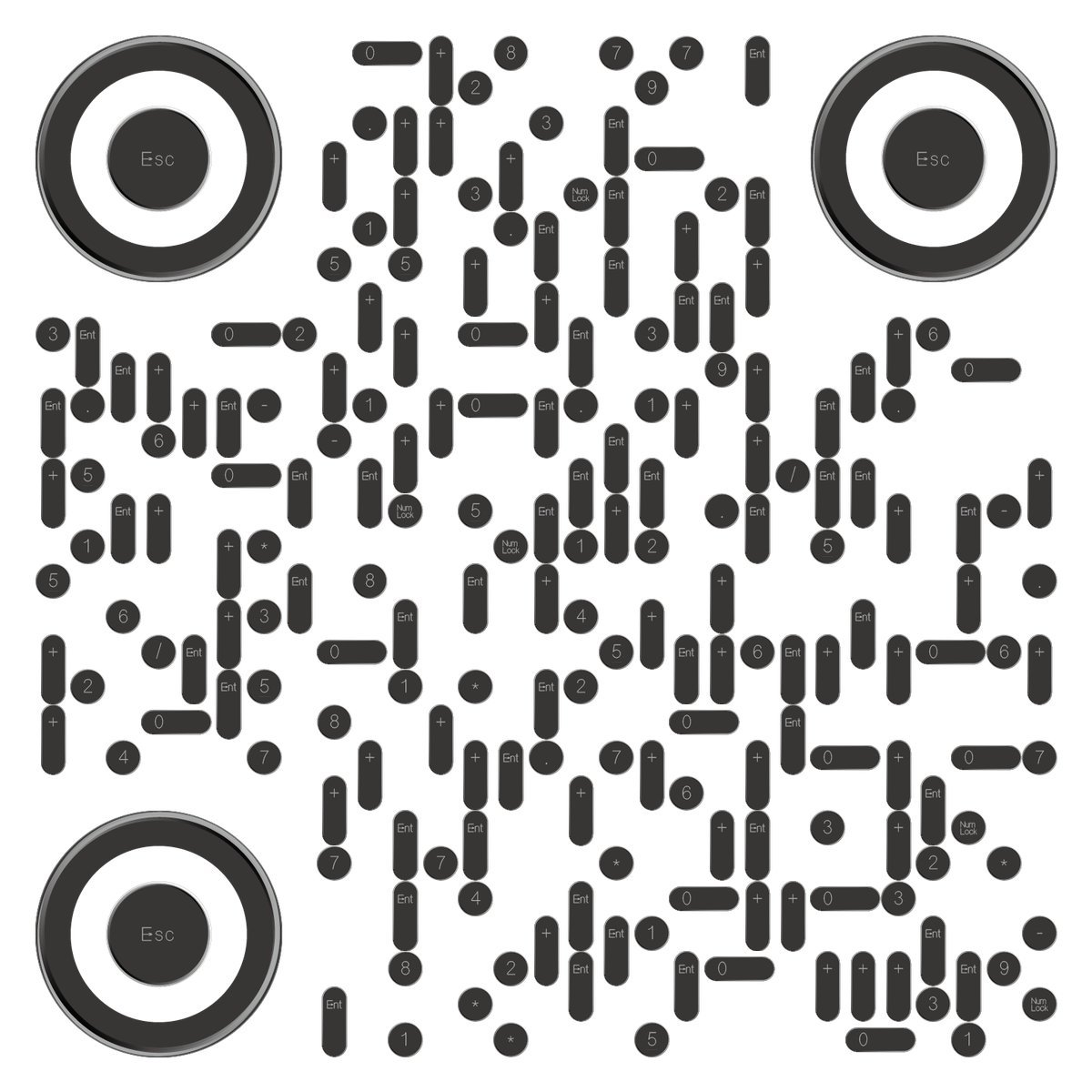 朋克机械风黑白键盘重金属二维码生成器-平面静态-无背景码