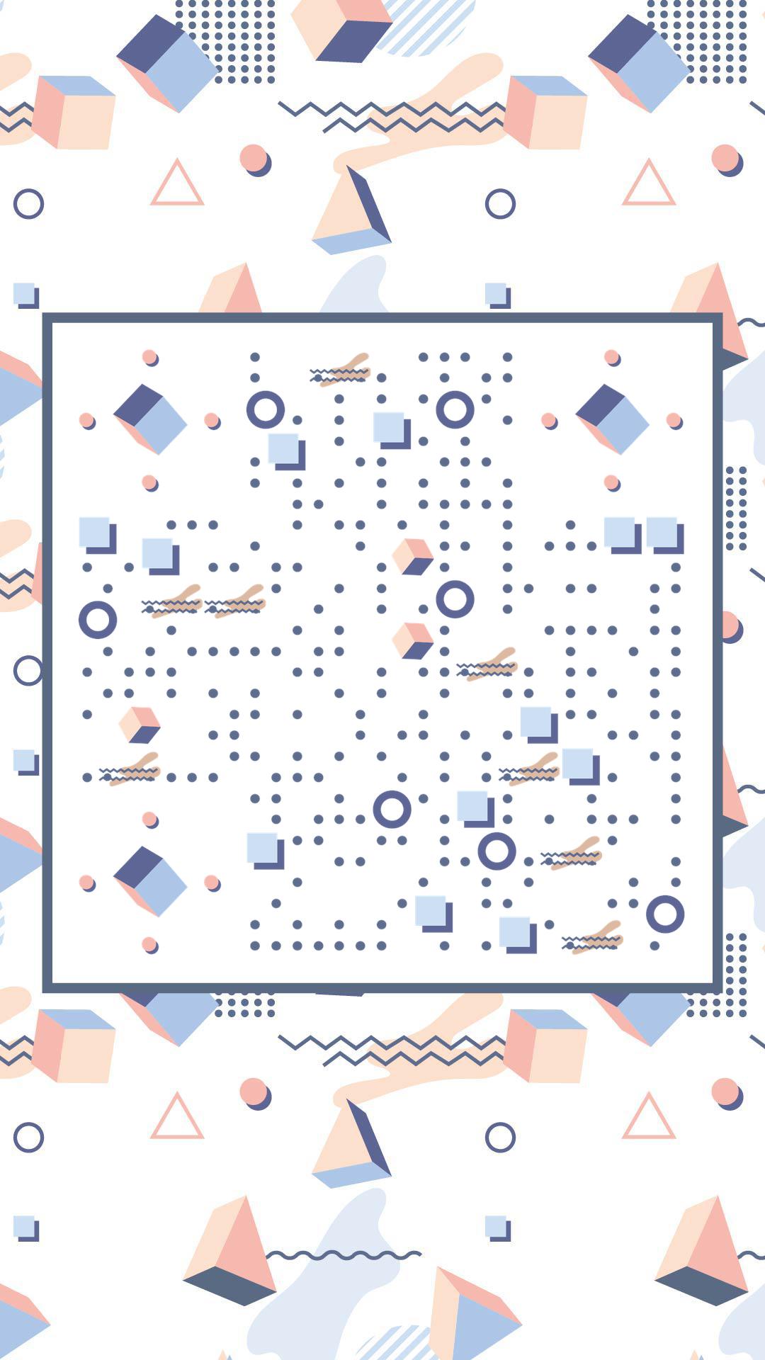 简约立方体旋转几何拼贴二维码生成器-平面静态-手机海报