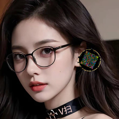 泡泡头图眼镜美女耳环五彩丝带隐藏二维码二维码生成器-平面静态-正方形码