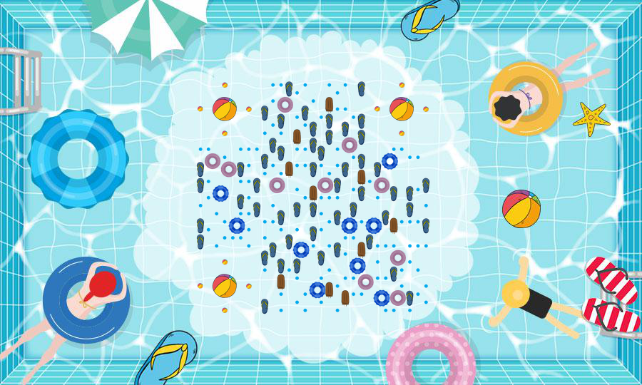 夏日游泳池蓝色夏天清凉水面二维码生成器-平面静态-公众号图