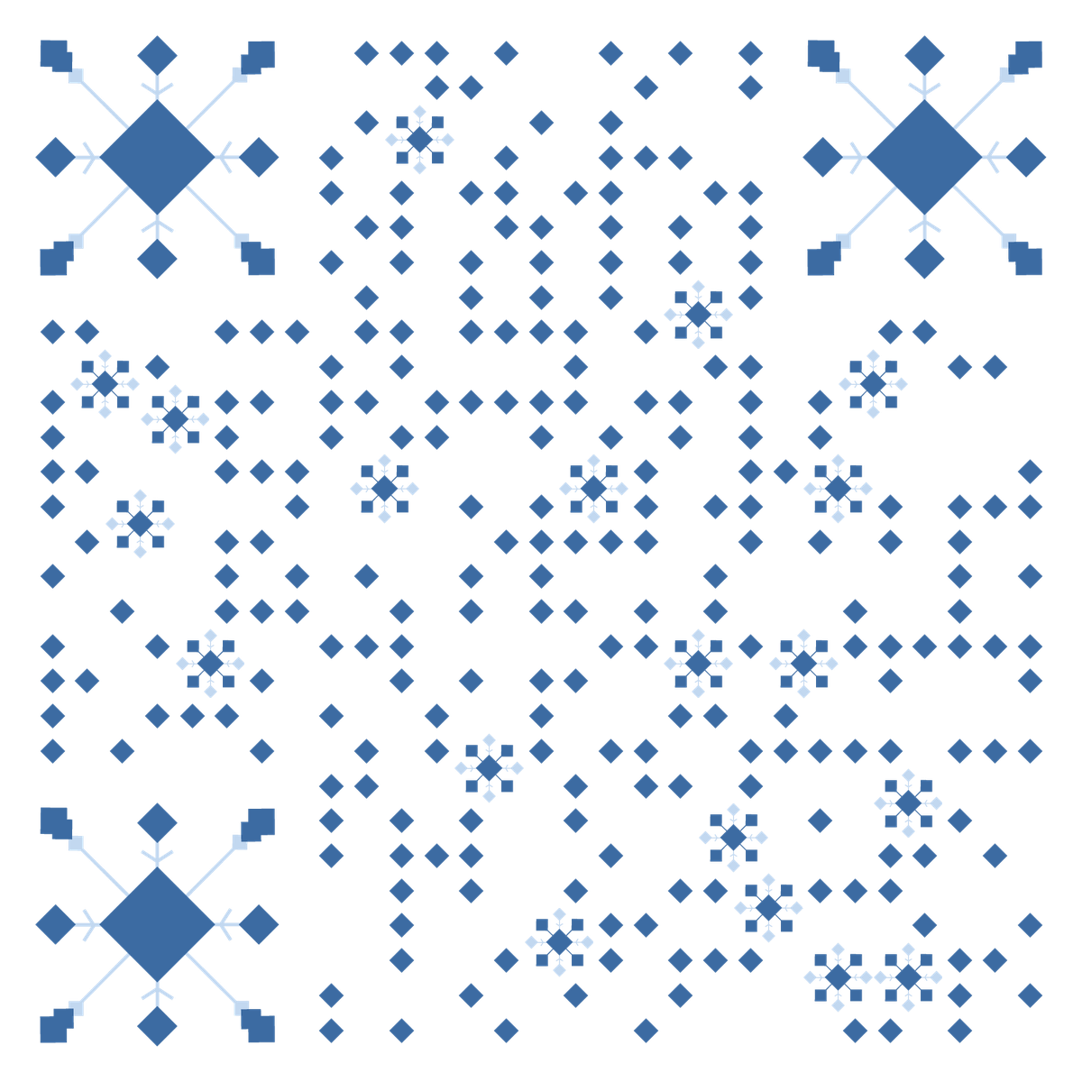 冬季大寒小寒蓝色菱形雪花二维码生成器-平面静态-无背景码