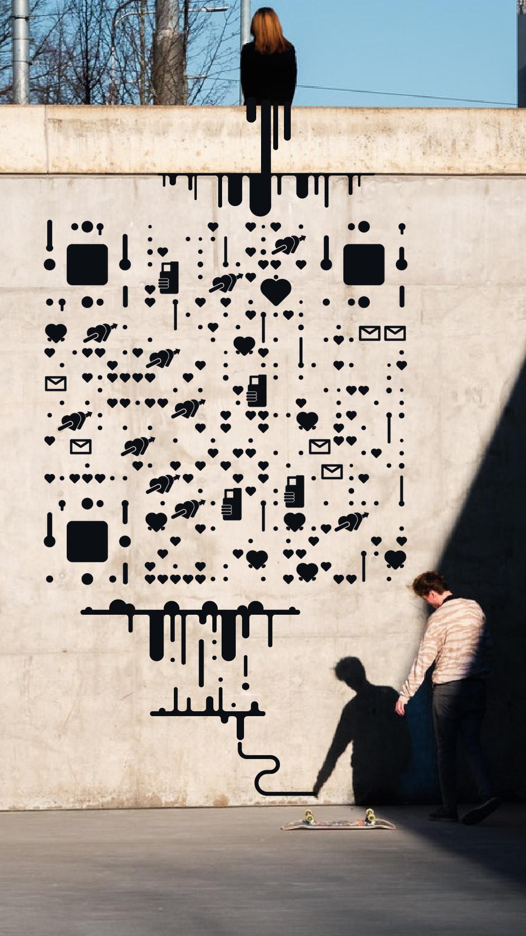 情侣街头信封爱心告白涂鸦二维码生成器-平面静态-手机海报