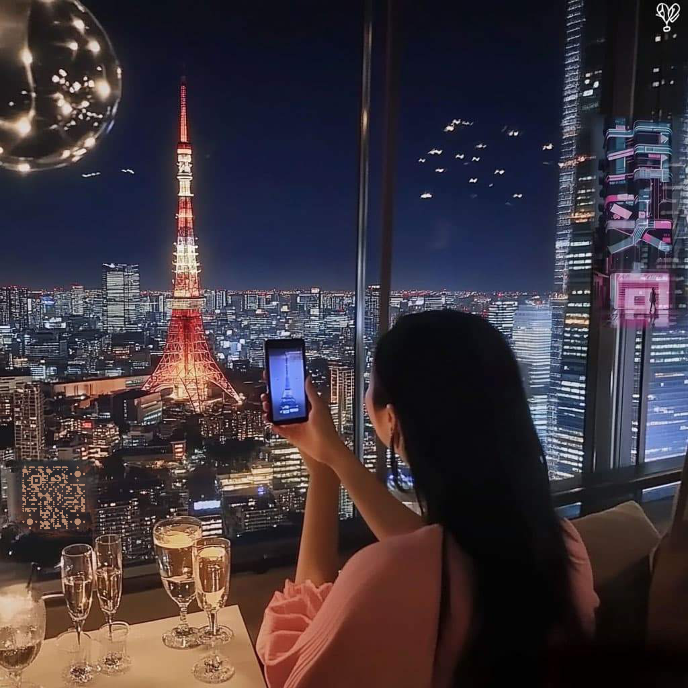 社交头像城市夜景星光二维码二维码生成器-平面静态-正方形码