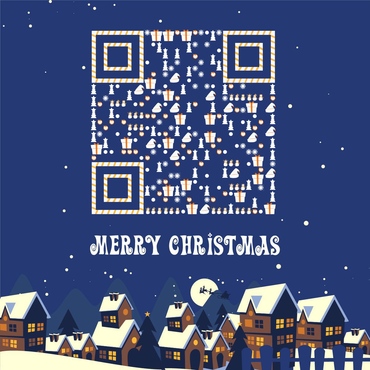 圣诞节下雪天圣诞老人礼物冬天二维码生成器-平面静态-正方形码