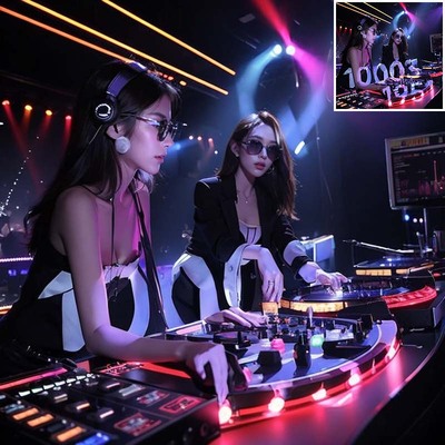 抖头潮酷女 DJ 打碟 AI 艺术字-第九工场字体生成器