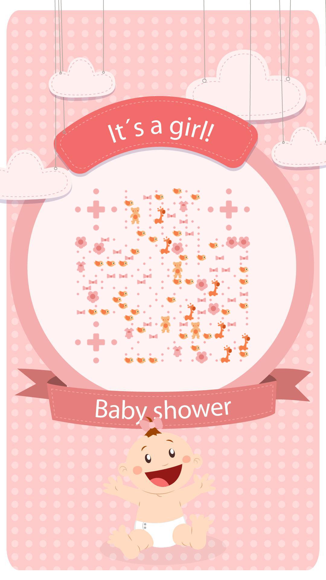 粉色母婴用品儿童关怀二维码-手机海报-平面静态
