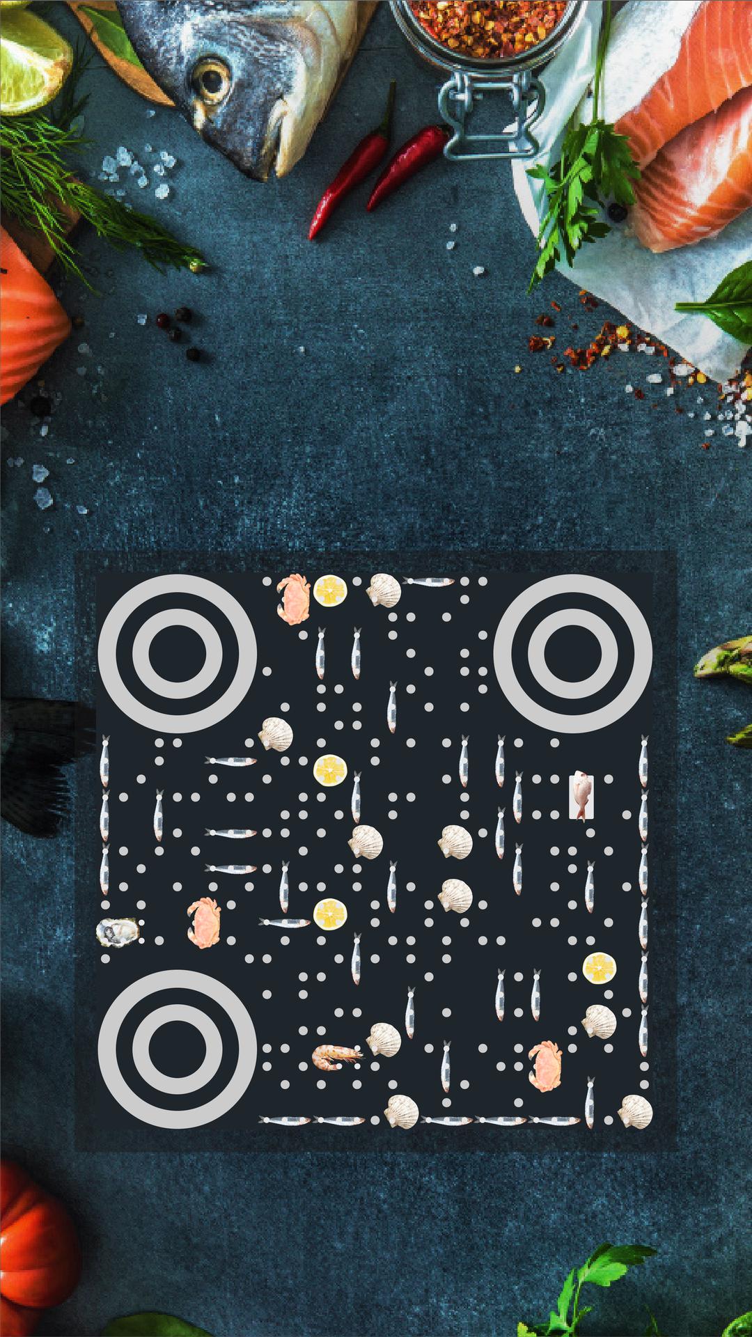 海鲜美食健康料理吃货大餐二维码生成器-平面静态-手机海报
