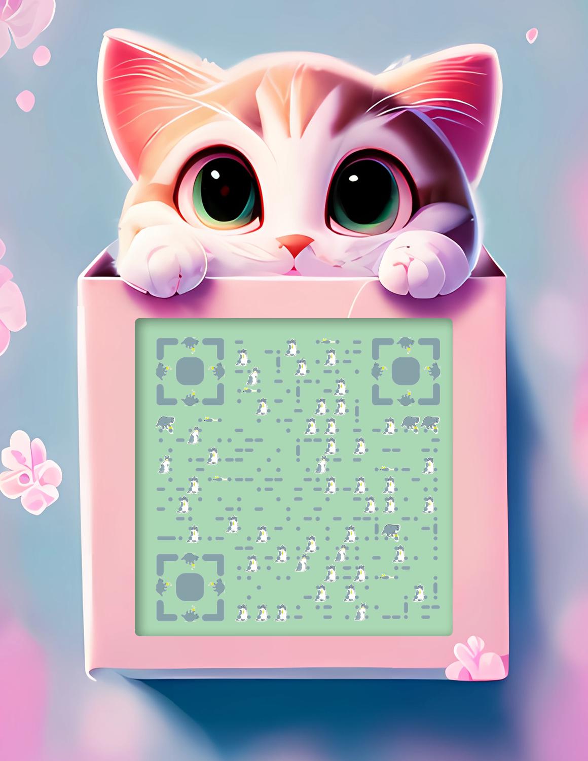 大眼萌萌可爱猫咪加好友一起玩爱宠物爱社交2二维码生成器-平面静态-微信名片