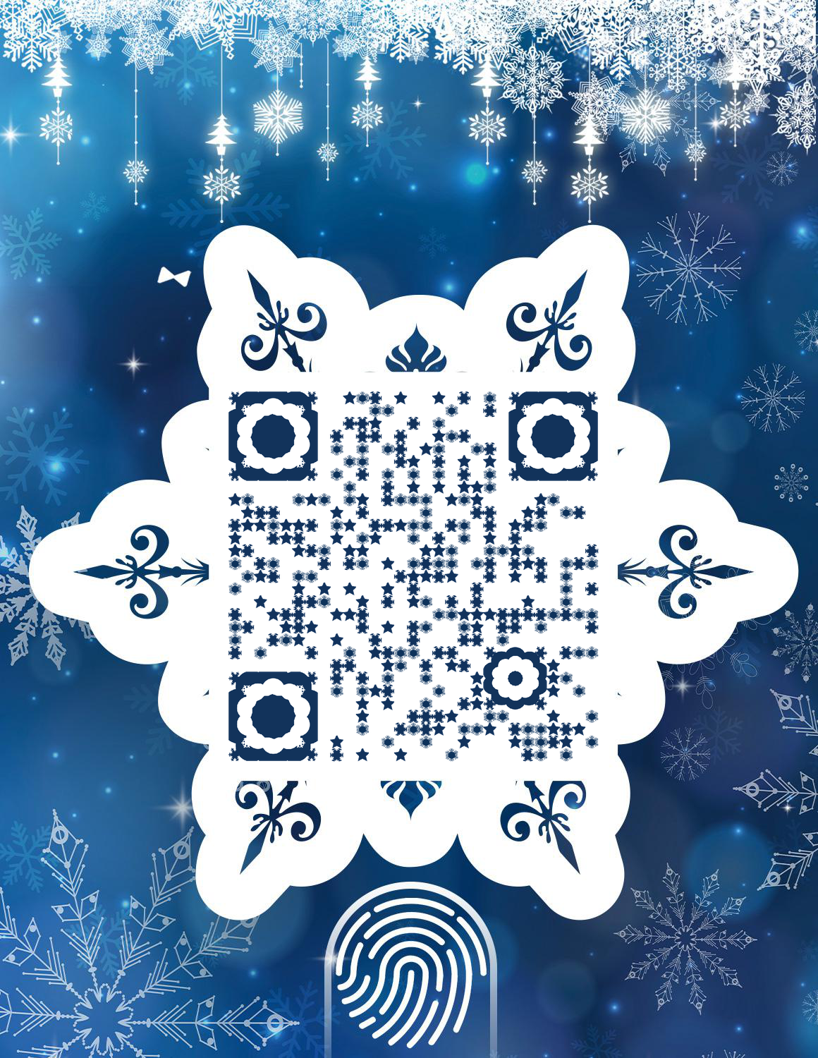 雪花蓝色冬天下雪星星蓝色二维码生成器-平面静态-微信名片