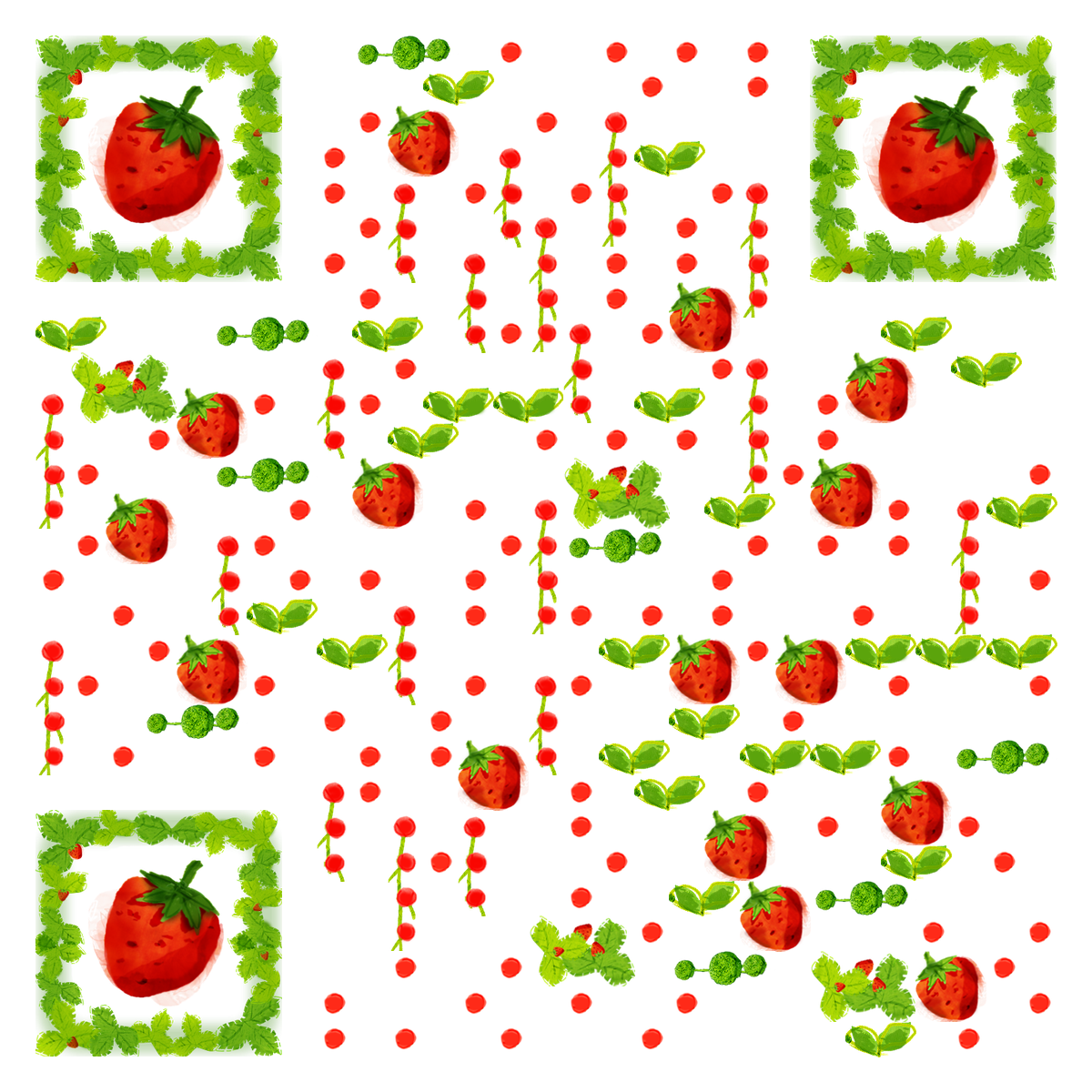 草莓盆栽二维码生成器-平面静态-无背景码