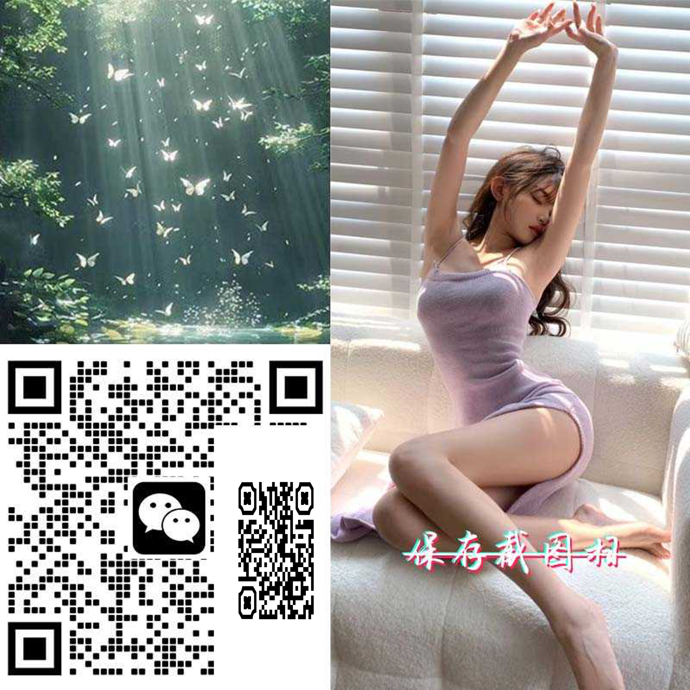 泡泡头图性感美女蝴蝶阳光隐藏二维码二维码生成器-平面静态-正方形码