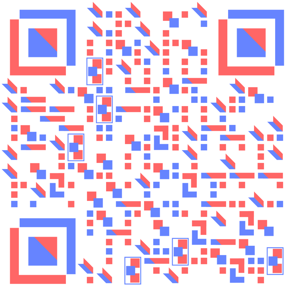 简约时尚红蓝动态格子 动态码二维码生成器-平面静态-无背景码