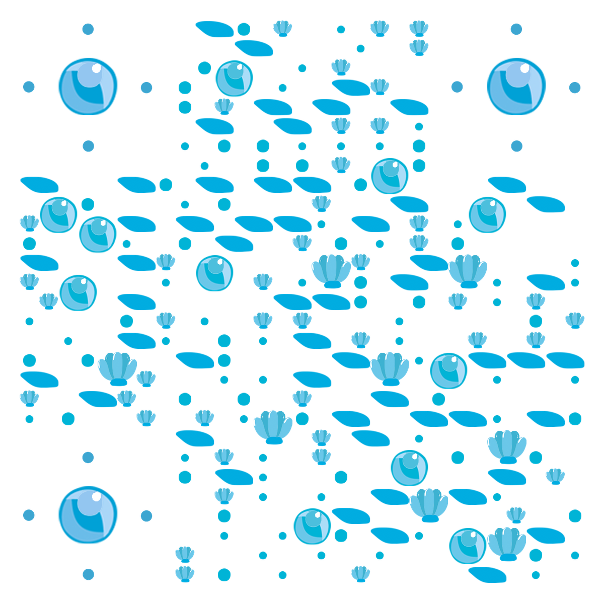 遇见海底世界海豚蓝色卡通二维码生成器-平面静态-无背景码