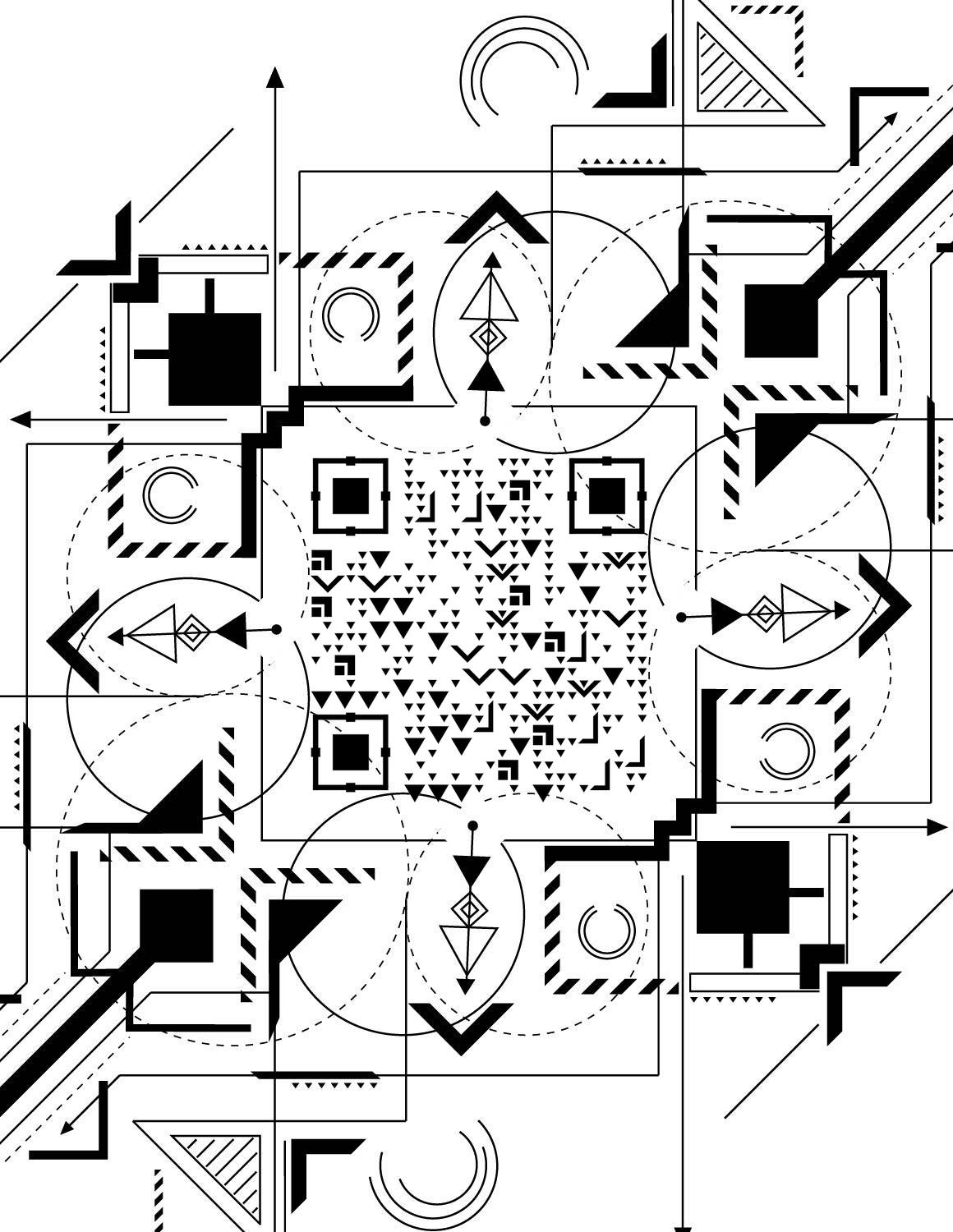 黑白几何图形简约线条上午二维码生成器-平面静态-微信名片