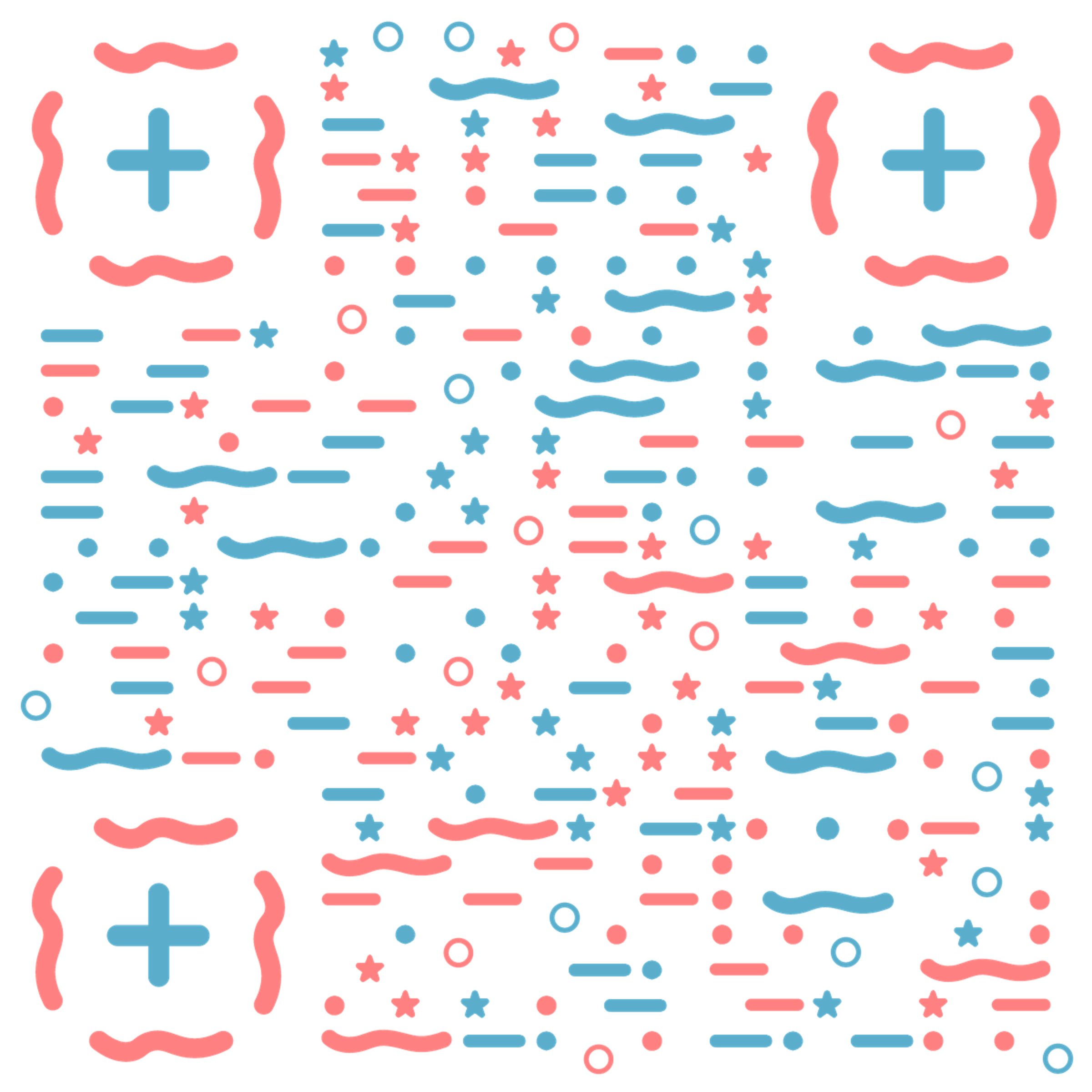 缤纷星点彩带二维码生成器-平面静态-正方形码