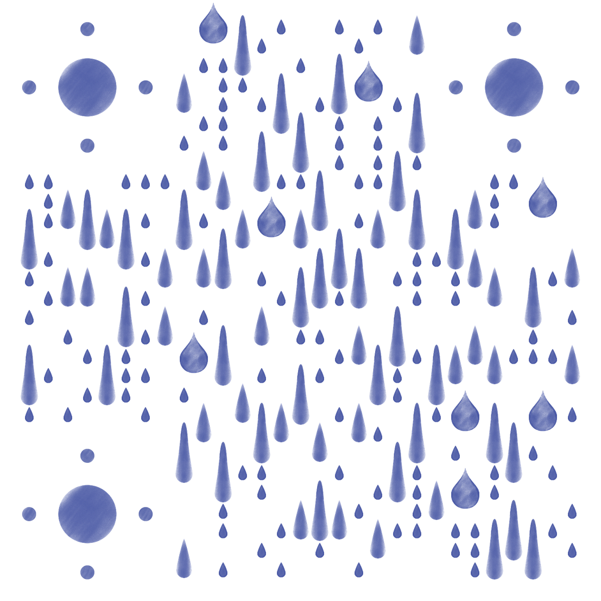 雨生百谷谷雨复古蓝色24节气二维码生成器-平面静态-无背景码