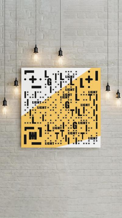 墙面装饰黄色灯光艺术二维码生成器-平面静态-手机海报