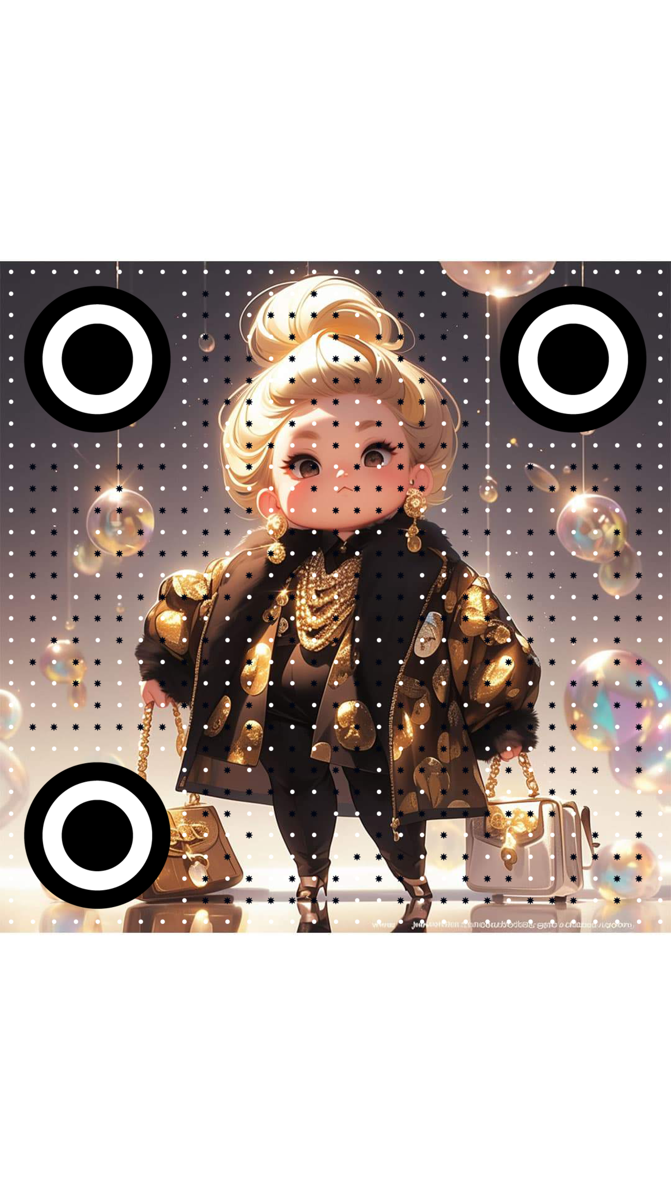 富贵丸子头贵气女神时尚卡通可爱二维码生成器-平面静态-手机海报