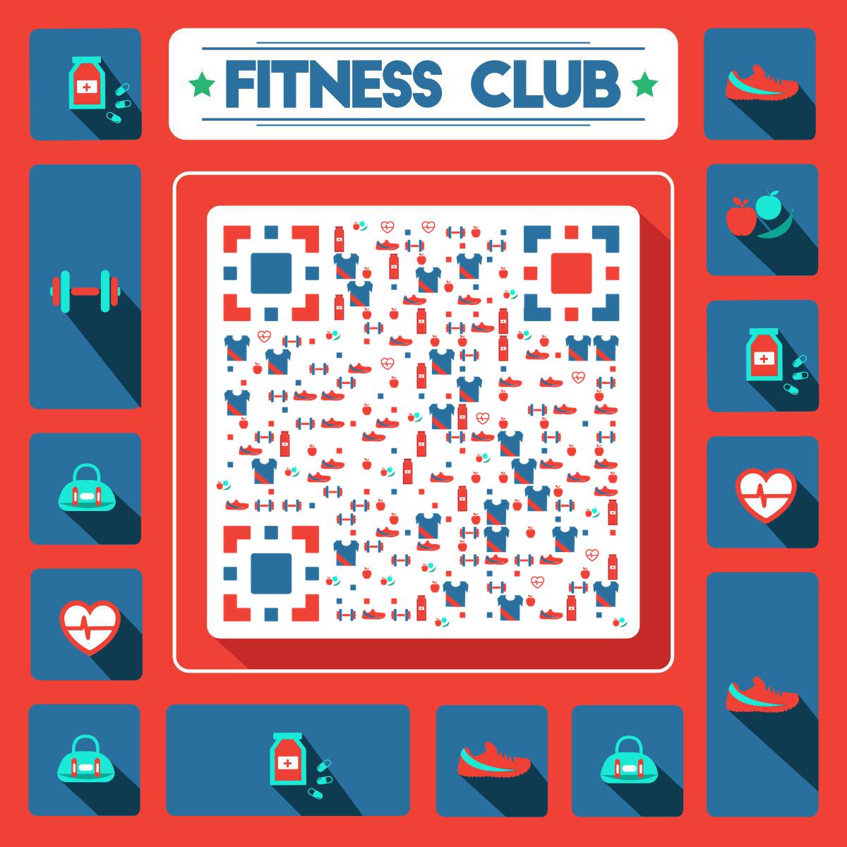 健身俱乐部锻炼身体撸铁减肥二维码生成器-平面静态-正方形码