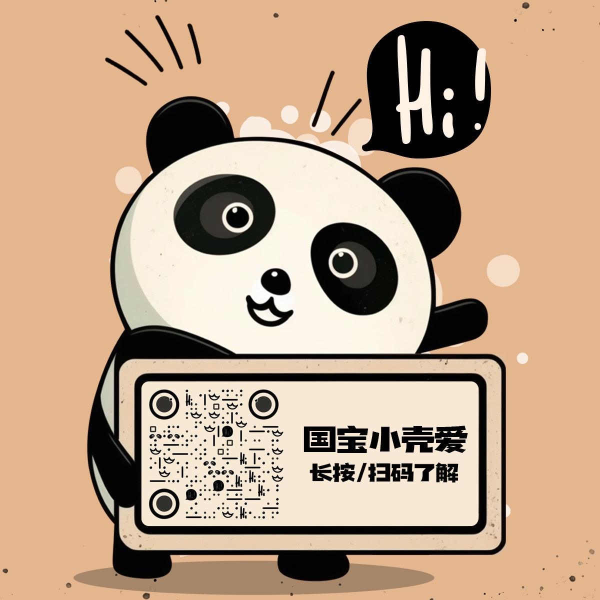 卡通抱抱熊猫名片创意社交神器名片扫码加好友二维码生成器-平面静态-正方形码