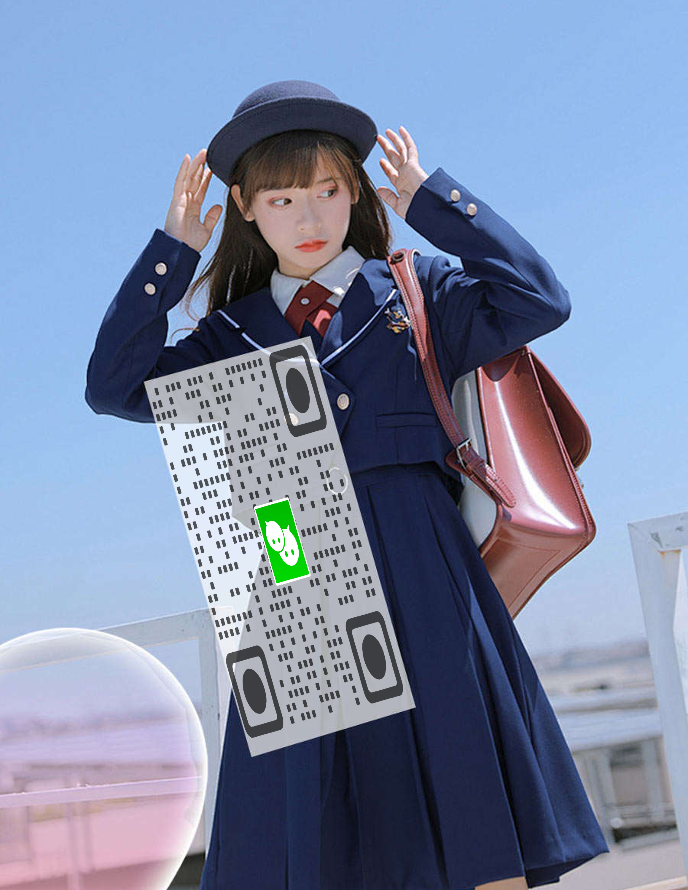 频道动态学生女孩爱心绿v瓷砖黑色倾斜二维码二维码生成器-平面静态-微信名片