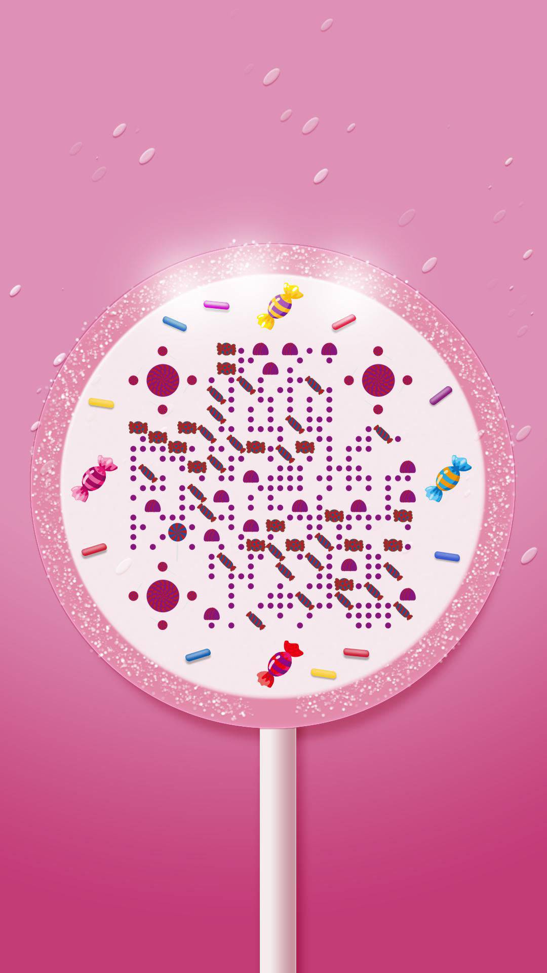棒棒糖粉色零食可爱甜蜜彩色二维码生成器-平面静态-手机壁纸
