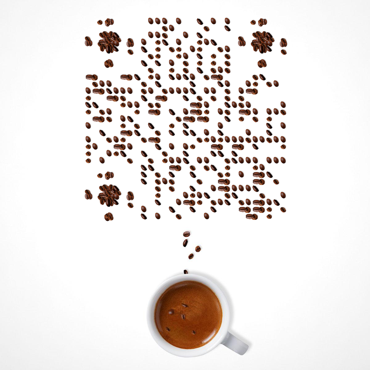 咖啡豆简约咖啡格调二维码-正方形码-平面静态