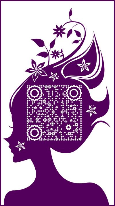 花影花朵紫色女人梦幻剪影花纹二维码生成器-平面静态-手机海报