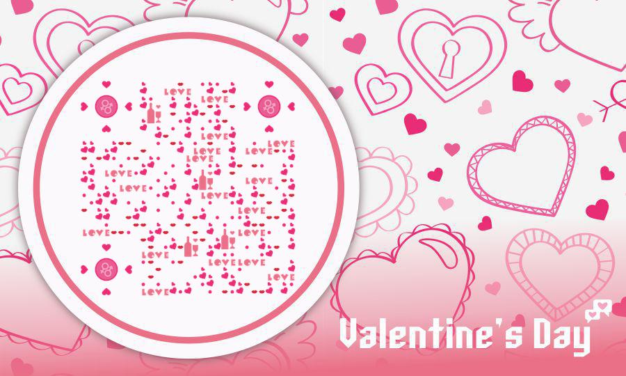 情人节粉红色爱心浪漫告白爱情二维码生成器-平面静态-公众号图