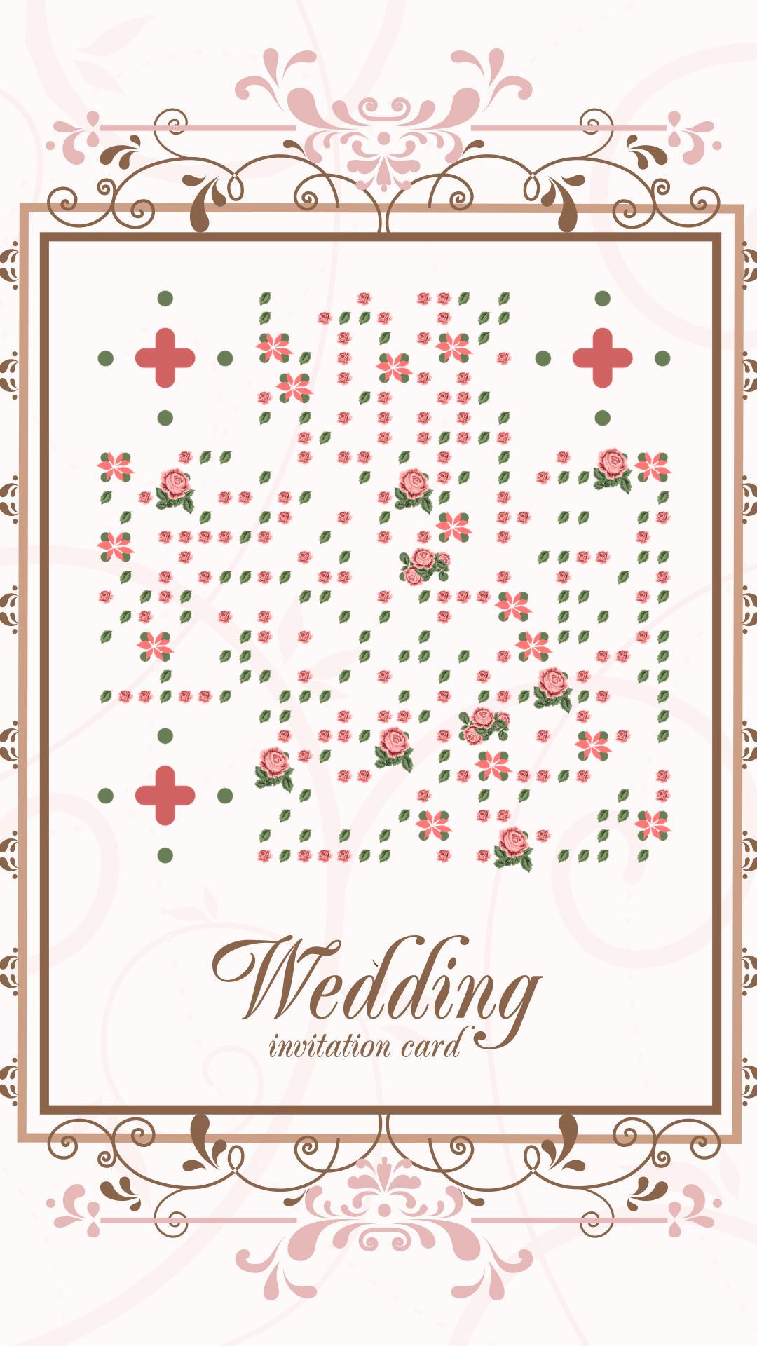 欧式唯美浪漫玫瑰婚礼邀请函二维码生成器-平面静态-手机海报