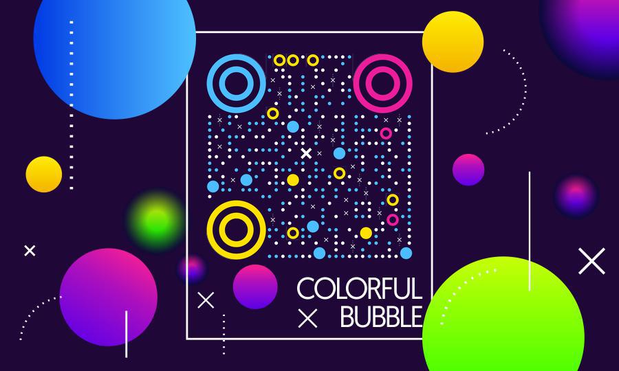 多彩色悬浮泡泡二维码生成器-平面静态-公众号图