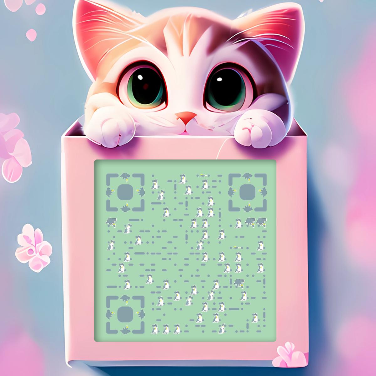 大眼萌萌可爱猫咪加好友一起玩爱宠物爱社交2二维码生成器-平面静态-正方形码