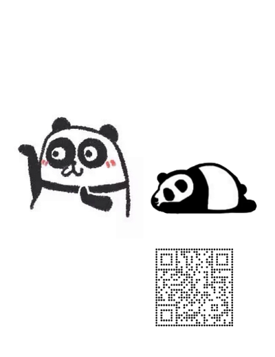 社交动态频道封面搞怪大眼熊猫圆点黑白棋盘反白过审二维码二维码生成器-平面静态-微信名片