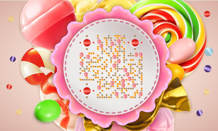 so sweet甜蜜糖果C4D粉色棒棒糖二维码生成器-平面静态-公众号图