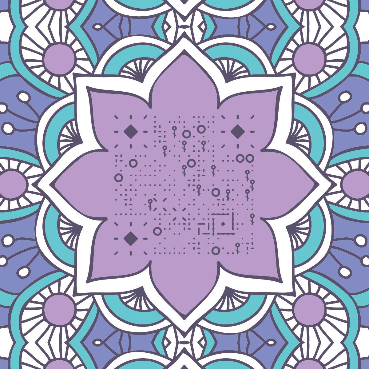 时尚紫色花纹花朵印花艺术复古二维码生成器-平面静态-正方形码