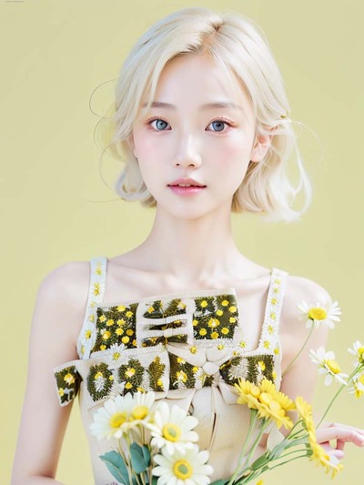 清新花束美女字AI艺术字-第九工场字体生成器