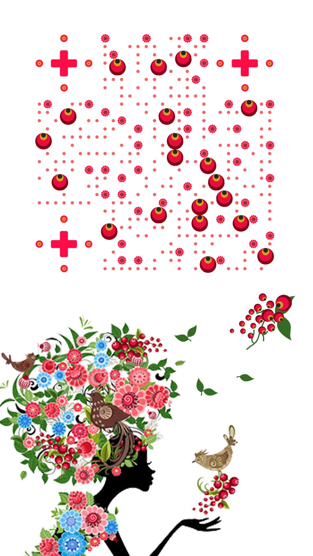 花仙子简约春天花朵盛开二维码生成器-平面静态-手机海报