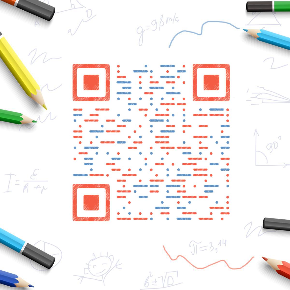 教育学习美术培训彩铅手绘二维码-正方形码-平面静态