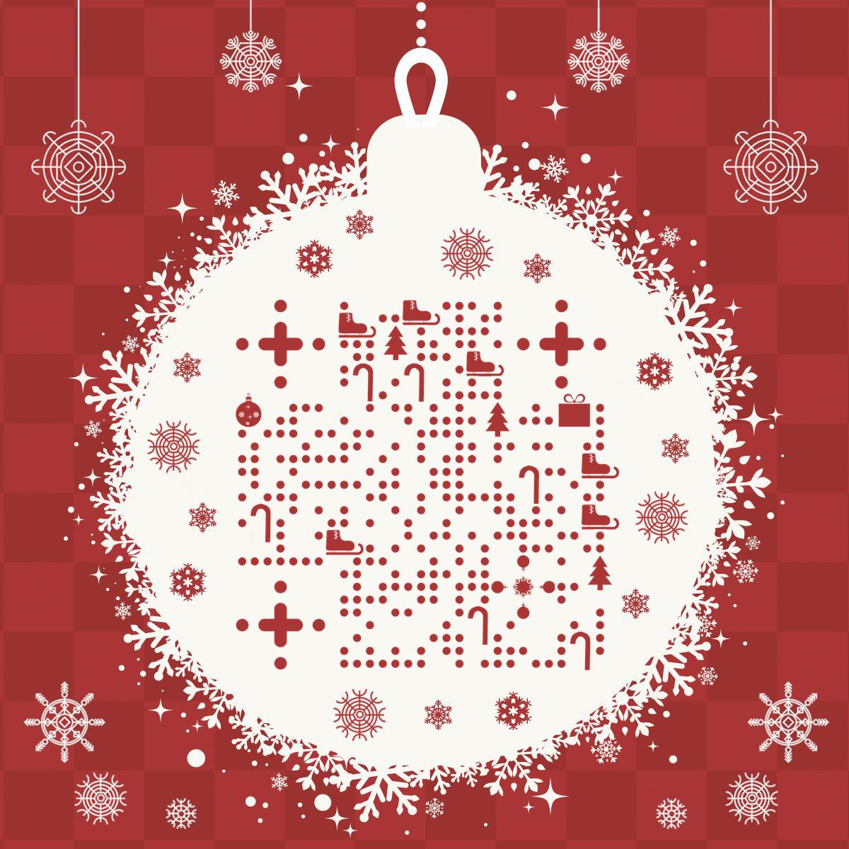 圣诞球红色圣诞节下雪贺卡祝福二维码生成器-平面静态-正方形码