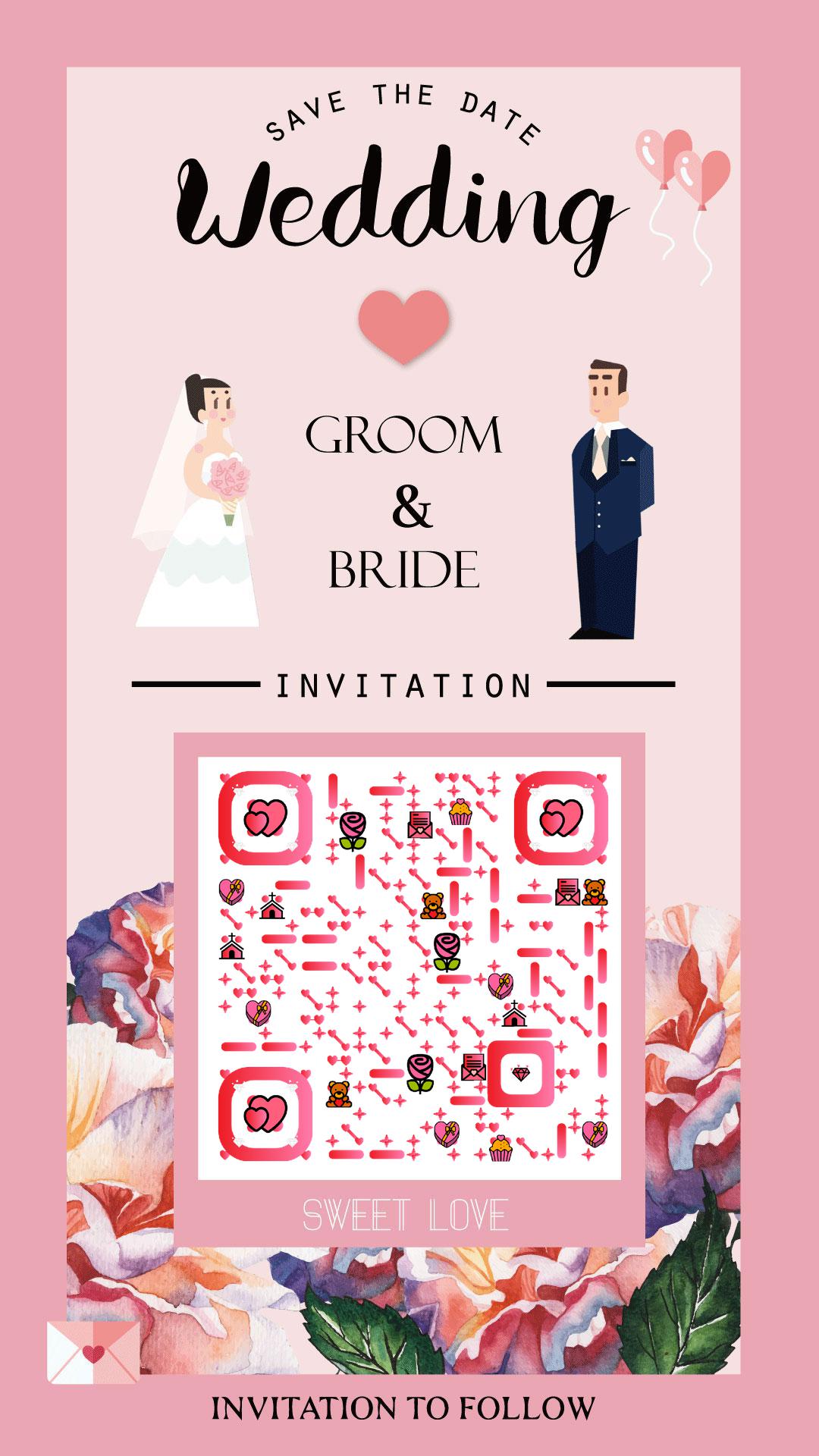 婚礼主题二维码生成器-平面静态-手机海报