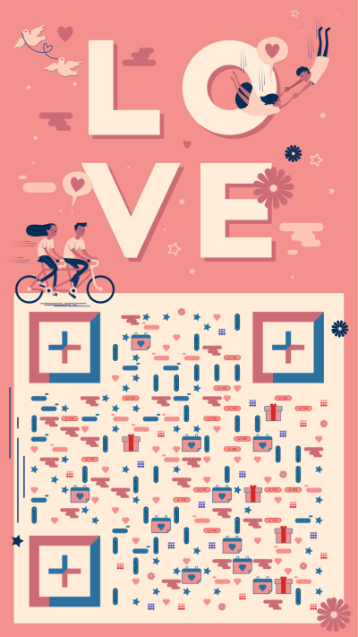 520爱情表白情人节情侣骑行郊游二维码生成器-平面静态-手机海报