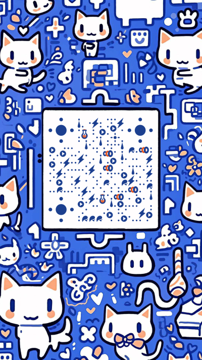 猫咪涂鸦可爱猫咪创意涂鸦艺术蓝猫简约二维码生成器-平面静态-手机海报