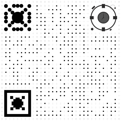 黑白随机点阵简约定位框码 04二维码生成器-平面静态-无背景码